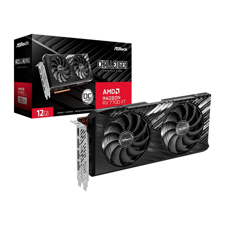 Placa de Video AsRock Radeon RX 7700 XT Challenger OC, 12GB, GDDR6, 192-bit, 90-GA4QZZ-00UANF-NAC