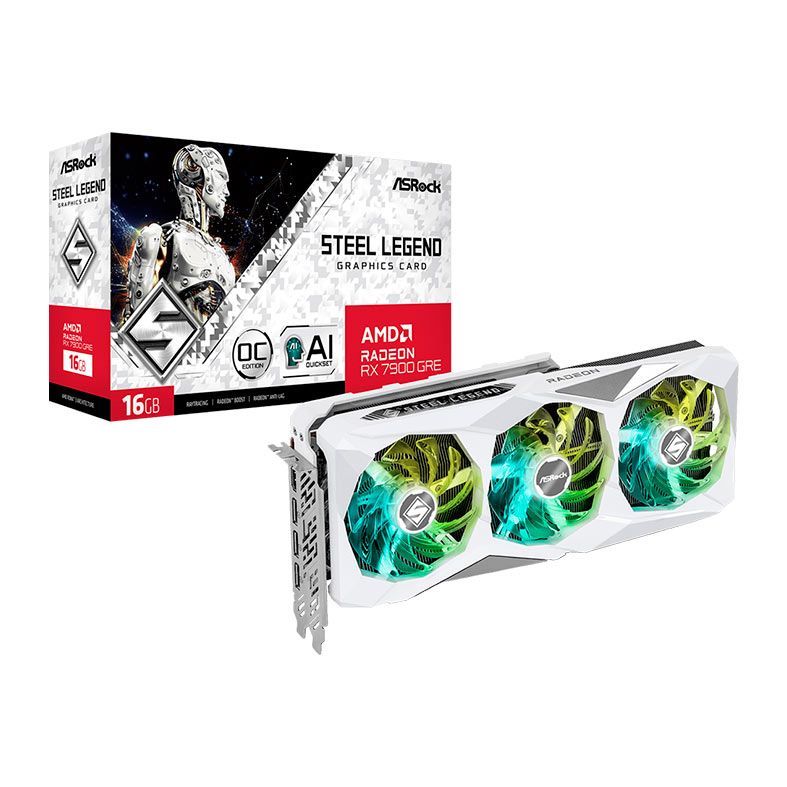Placa de Video AsRock Radeon RX 7900 GRE Steel Legend OC, 16GB, GDDR6, 256-bits, 90-GA51ZZ-00UANF