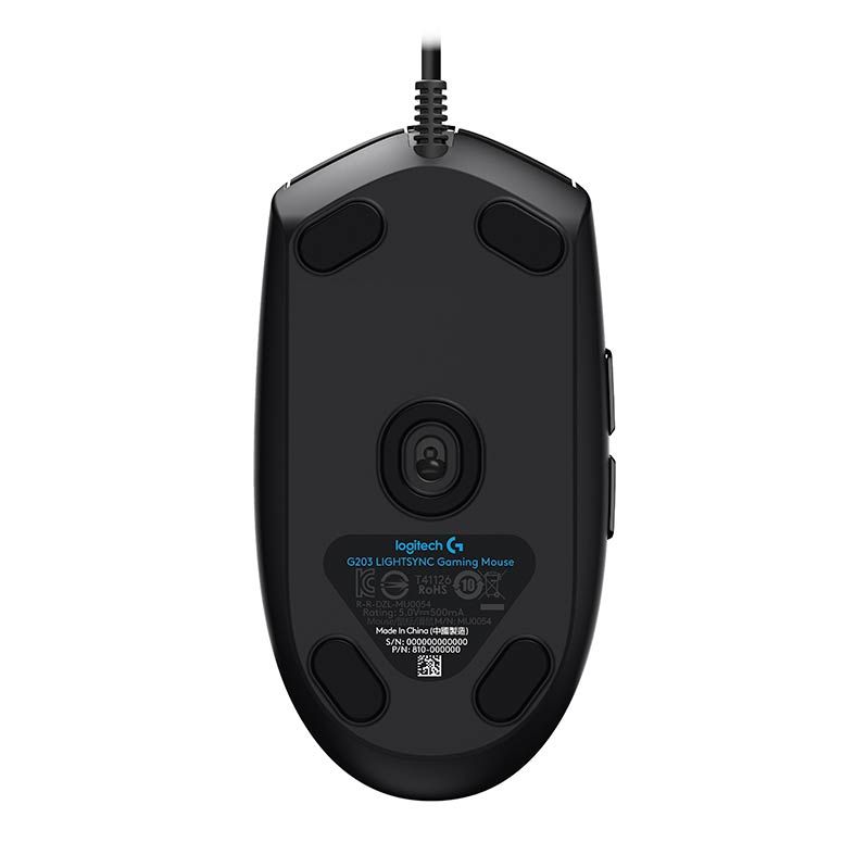 Mouse Gamer Logitech G203 RGB 8000Dpi 6 Botoes Preto, 910-005793