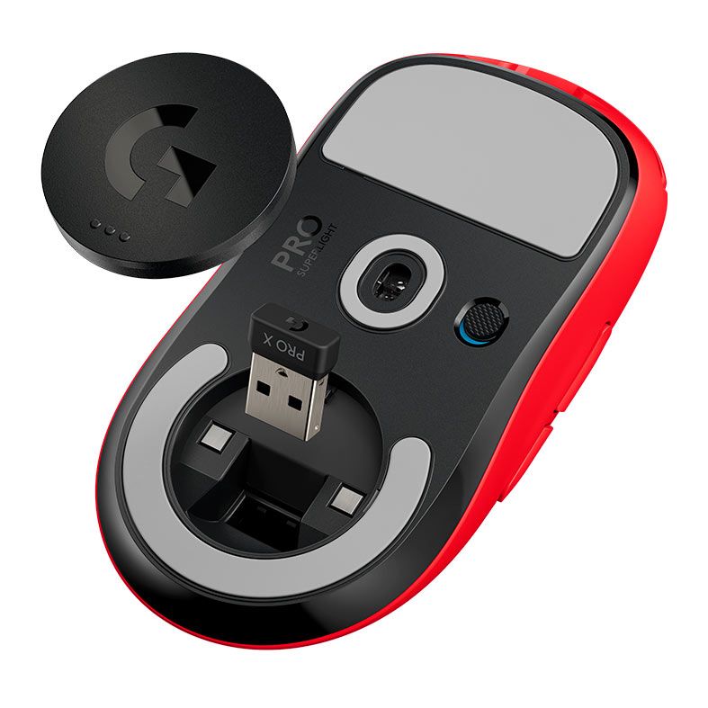 Mouse Gamer Logitech G Pro X Superlight, Wireless, 25600DPI, 5 Botoes, Vermelho, 910-006783