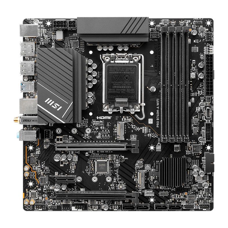 Placa Mae MSI PRO B760M-A WIFI, DDR5, Socket LGA 1700, M-ATX, Chipset B760, PRO-B760M-A-WIFI