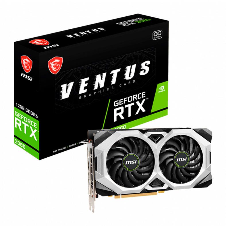 Placa de Video MSI GeForce RTX 2060 Ventus OC, 12GB, GDDR6, 192-bit, 912-V375-684