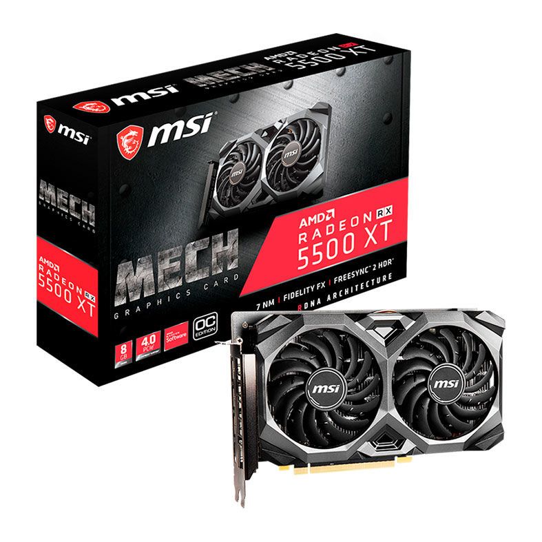 Placa de Video MSI Radeon RX 5500 XT 8GB Mech OC 128-bit, 912-V382-005