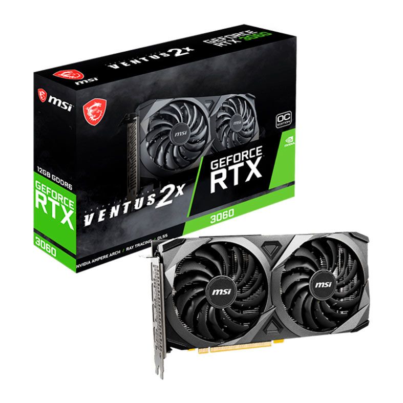 Placa de Video MSI GeForce RTX 3060 Ventus 2X OC, 12GB, GDDR6, 192-Bit, 912-V397-658-NAC