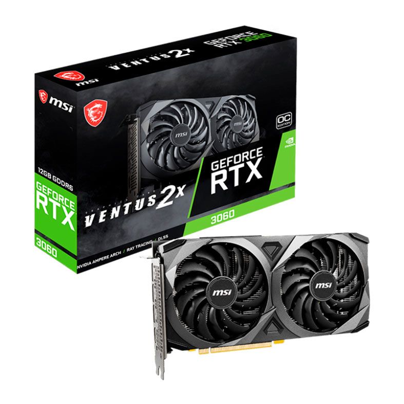 Placa de Video MSI GeForce RTX 3060 Ventus 2X OC, 12GB, GDDR6, 192-Bit, 912-V397-889-NAC