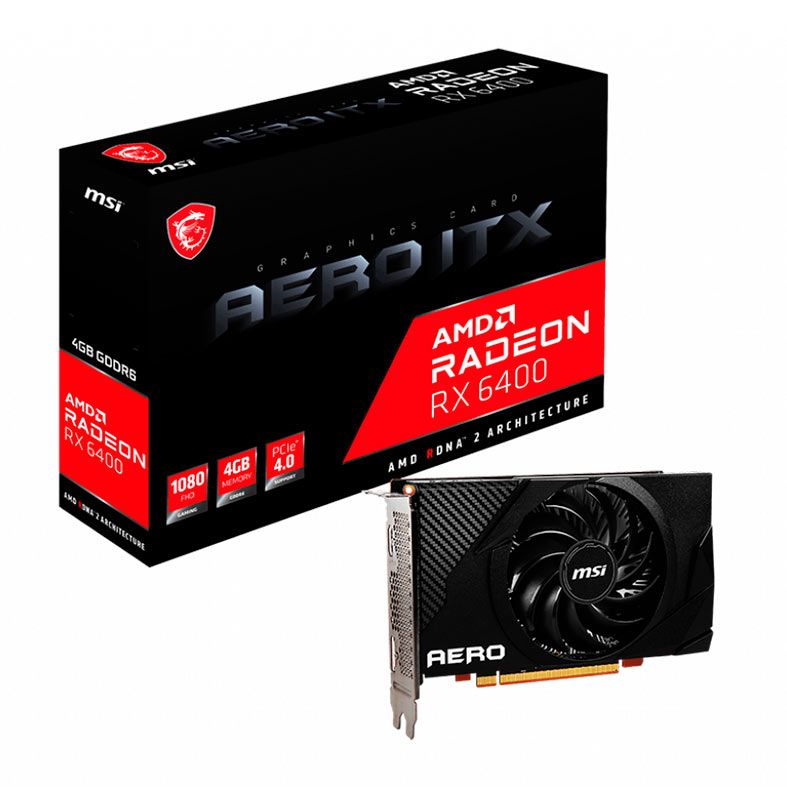 Placa de Video MSI Radeon RX 6400 Aero ITX, 4GB, GDDR6, 64-bit, 912-V508-006