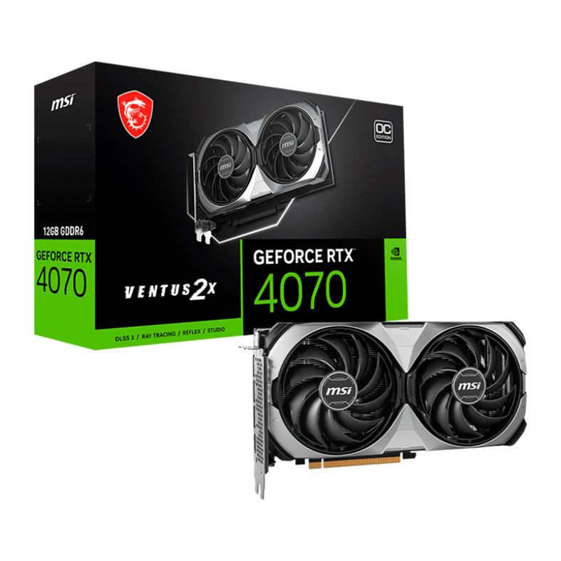 Placa de Video MSI GeForce RTX 4070 Ventus 2X E1 OC, 12GB, GDDR6, 192-bit, 912-V512-017