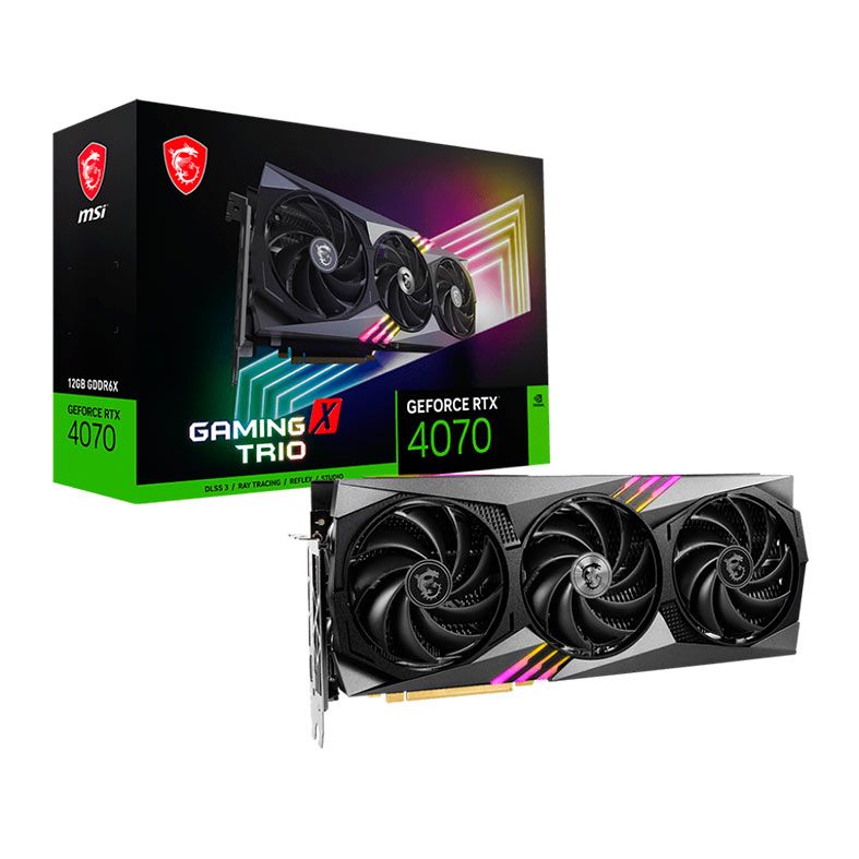 Placa de Video MSI GeForce RTX 4070 Gaming X Trio, 12 GB, GDDR6X, 192-bit, 912-V513-064