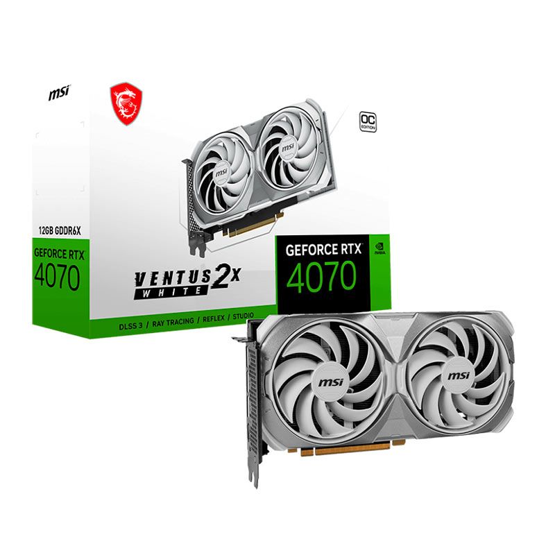 Placa de Video MSI GeForce RTX 4070 Ventus 2X White OC, 12GB, GDDR6X, 192-bit, 912-V513-403