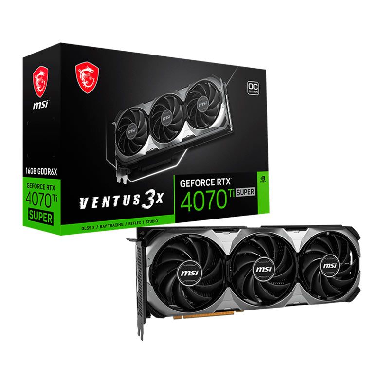 Placa de Video MSI GeForce RTX 4070 TI Super Ventus 3x OC, 16GB, GDDR6X, 256-bits, 912-V513-627