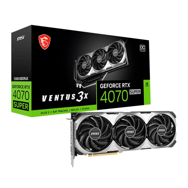 Placa de Video MSI GeForce RTX 4070 Super Ventus 3x OC, 12GB, GDDR6X, 192-bit, 912-V513-643