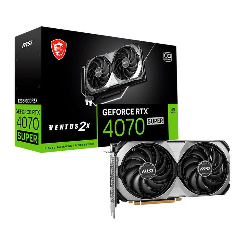 Placa de Video MSI GeForce RTX 4070 Super Ventus 2X OC, 12GB, GDDR6X, 192-bit, 912-V513-829