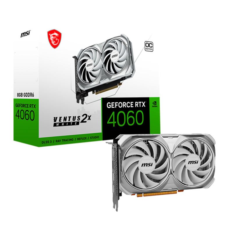 Placa de Video MSI GeForce RTX 4060 Ventus 2X OC, 8GB, GDDR6, 128-bit, White, 912-V516-030-NAC
