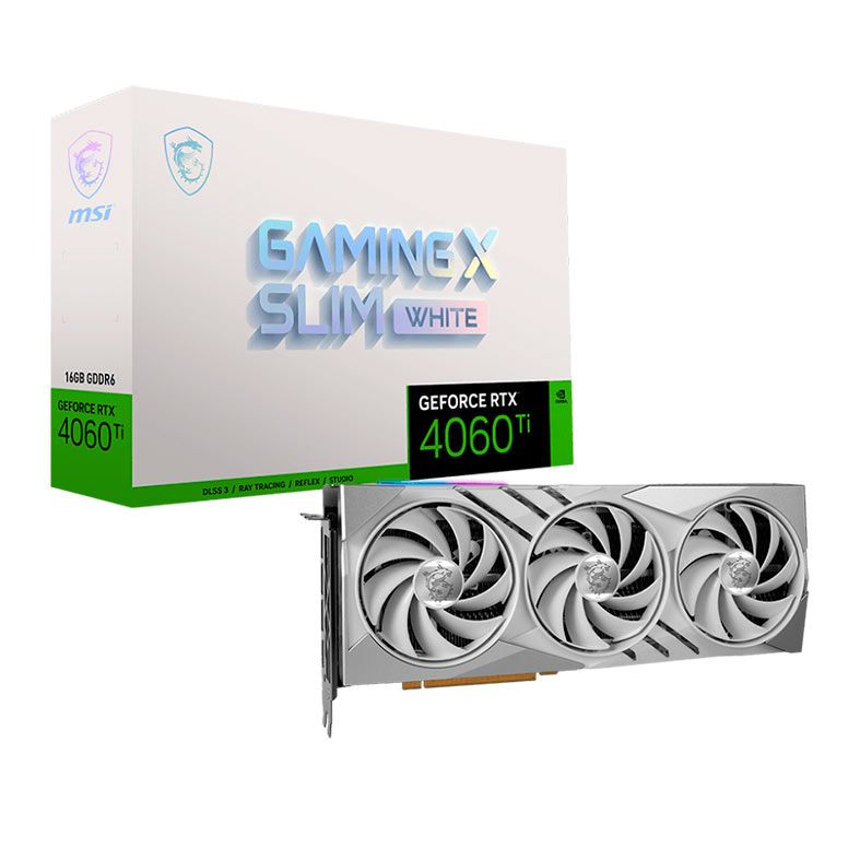 Placa de Video MSI GeForce RTX 4060 TI Gaming X Slim, 16GB, GDDR6, 128-bit, White, 912-V517-086