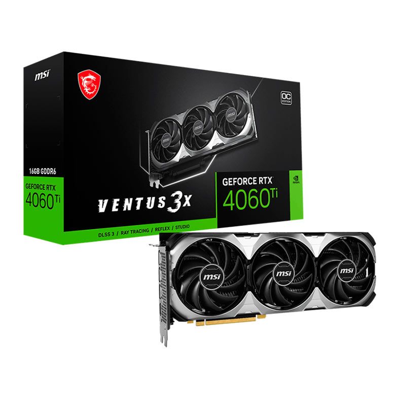 Placa de Video MSI GeForce RTX 4060 Ti Ventus 3X OC, 16GB, GDDR6, 128-bit, 912-V517-093