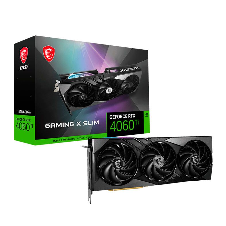 Placa de Video MSI GeForce RTX 4060 Ti Gaming X Slim, 16GB, GDDR6, 128-bit, 912-V517-205