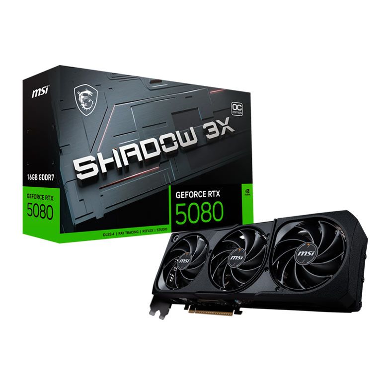 Placa de Video MSI GeForce RTX 5080 Shadow 3X OC, 16GB, GDDR7, 256-bit, 912-V531-628-NAC