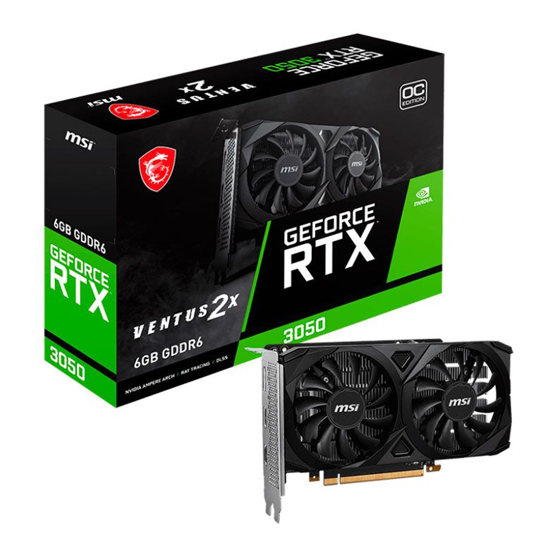 Placa de Video MSI GeForce RTX 3050 Ventus 2X OC, 6GB, GDDR6, 96-bit, 912-V812-016-NAC