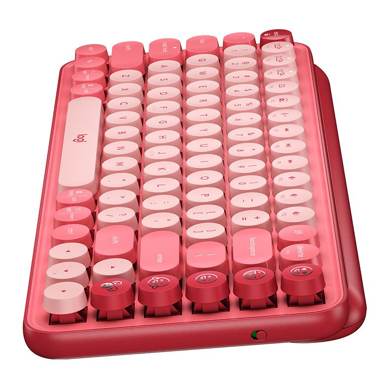Teclado Mecanico Logitech Pop Keys, Wireless, Switch Marrom, Rosa Heartbreaker, 920-010712