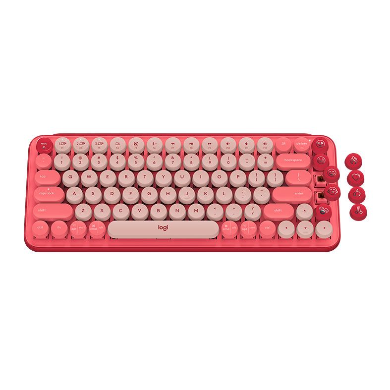 Teclado Mecanico Logitech Pop Keys, Wireless, Switch Marrom, Rosa Heartbreaker, 920-010712