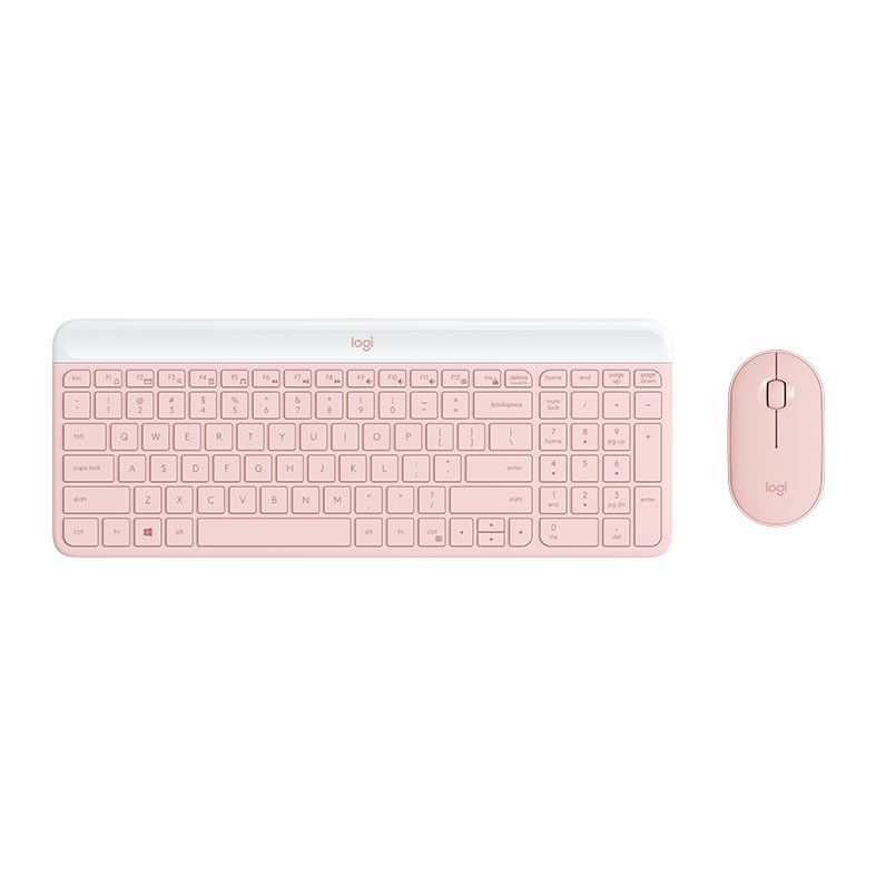 Kit Teclado e Mouse Logitech Slim Combo MK470, Wireless, Rosa, 920-011313