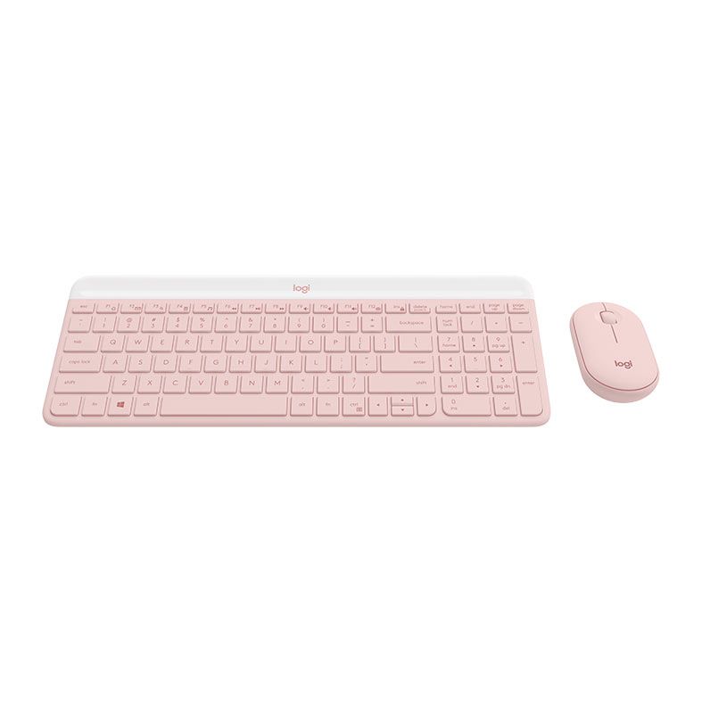 Kit Teclado e Mouse Logitech Slim Combo MK470, Wireless, Rosa, 920-011313