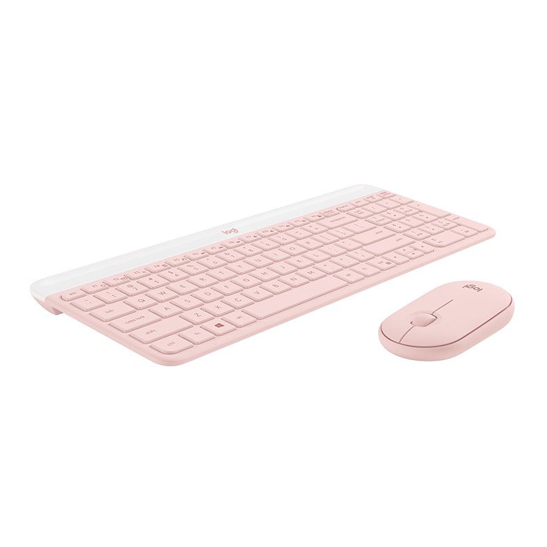 Kit Teclado e Mouse Logitech Slim Combo MK470, Wireless, Rosa, 920-011313