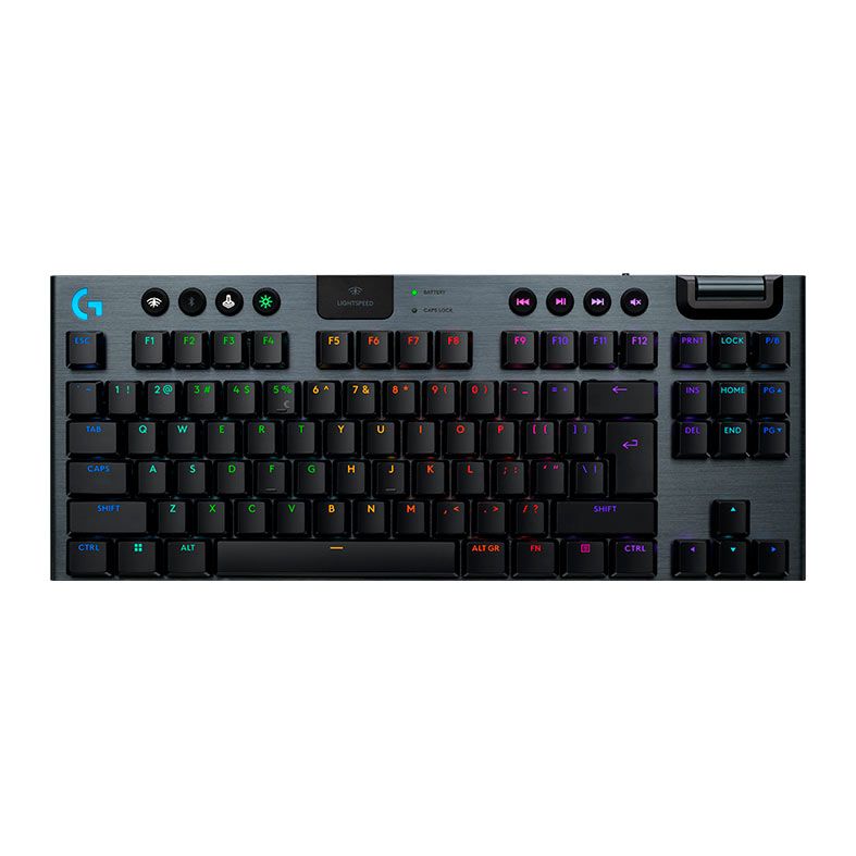 Teclado Mecanico Gamer Logitech G915 X LightSpeed TKL, RGB, Bluetooth, Switch Marrom, Preto, 920-012715