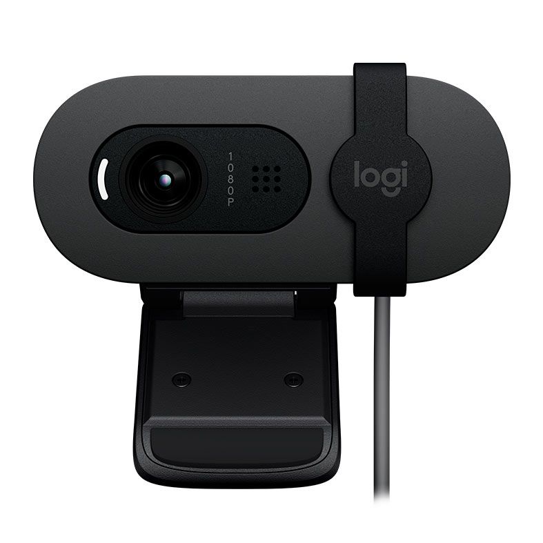 Webcam Logitech Brio 100, FHD, 1080p, USB-A, Preto, 960-001586