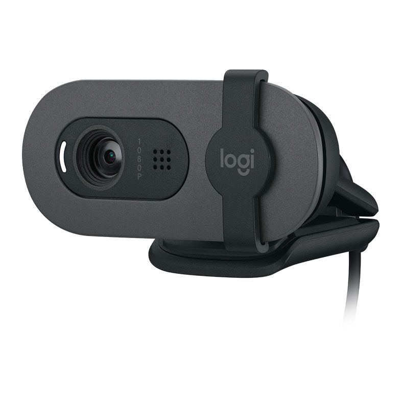 Webcam Logitech Brio 100, FHD, 1080p, USB-A, Preto, 960-001586