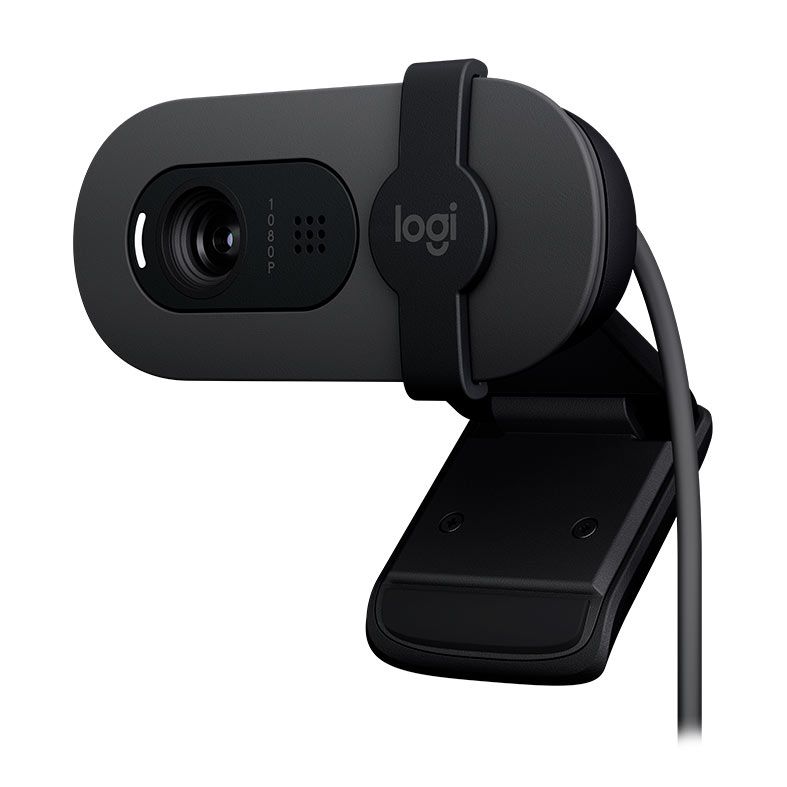 Webcam Logitech Brio 100, FHD, 1080p, USB-A, Preto, 960-001586