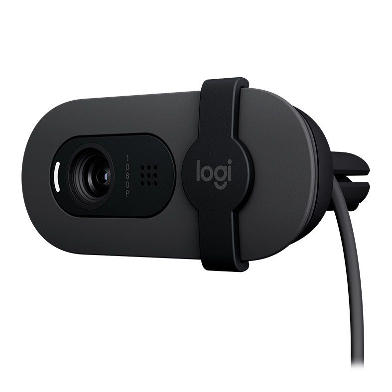 Webcam Logitech Brio 100, FHD, 1080p, USB-A, Preto, 960-001586