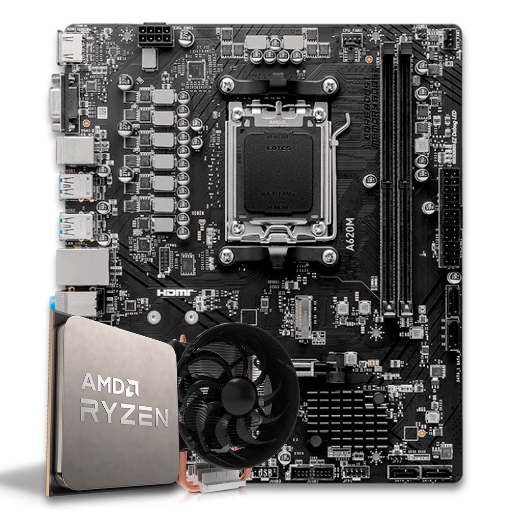 Pichau Kit Upgrade, AMD Ryzen 5 9600X, A620M DDR5, Cooler