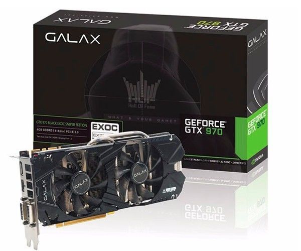 Placa de Video Galax GeForce GTX 970 4GB GDDR5 EXOC Sniper Black 256-bit, 97NQH6DNH8FL