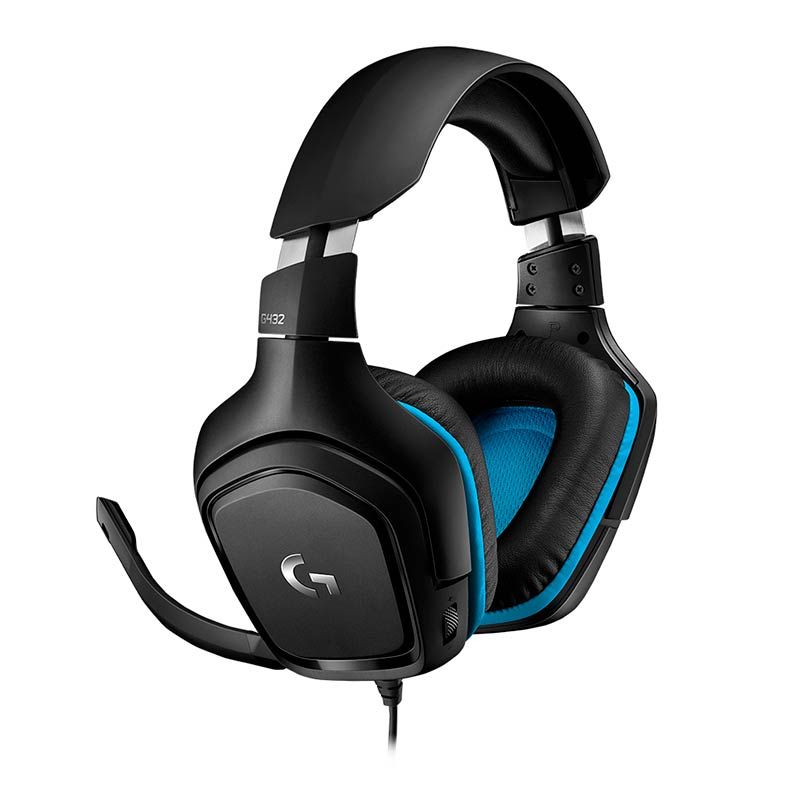 Headset Gamer Logitech G432 7.1 Surround Multiplataforma Preto/Azul, 981-000769