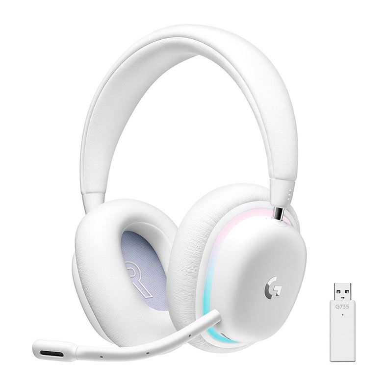 Headset Gamer Logitech G735, RGB, Wireless, Multiplataforma, Branco, 981-001082