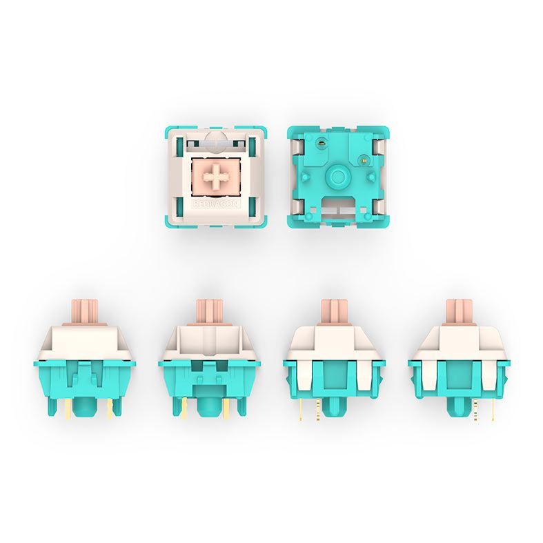 Switch Para Teclado Redragon Mecanico Linear Leopard A122, 38 Pecas, Rosa/Creme e Turquesa, A122-MJ