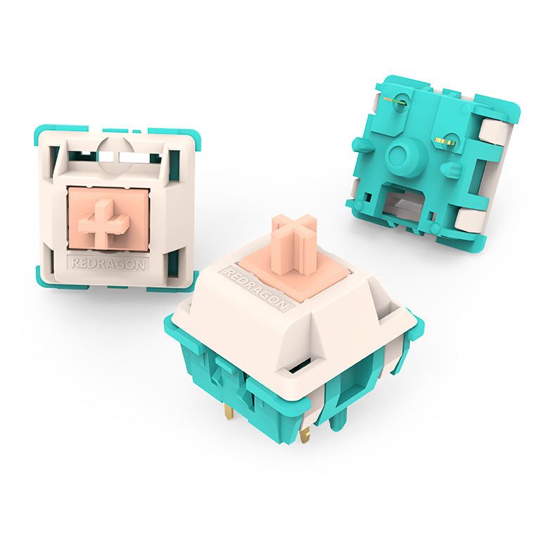 Switch Para Teclado Redragon Mecanico Linear Leopard A122, 38 Pecas, Rosa/Creme e Turquesa, A122-MJ