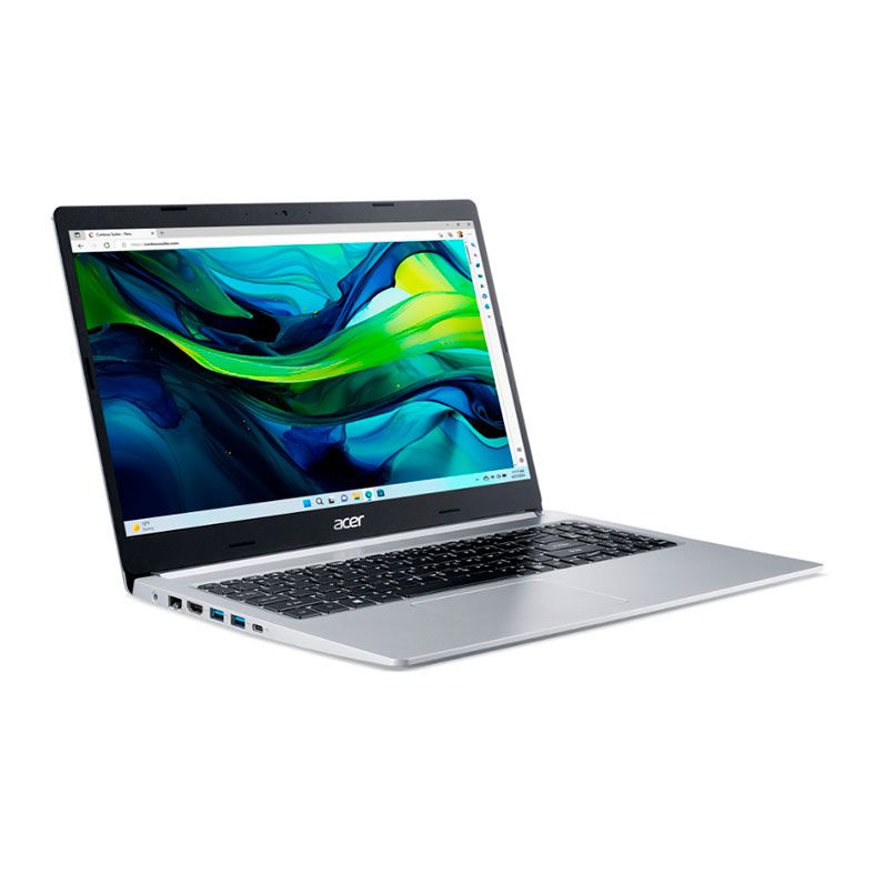 Notebook Acer Aspire 5, 15.6 Pol, FHD, AMD Ryzen 5 5500U, 8GB, DDR4, SSD 256GB, Prata, A515-45-R5AT