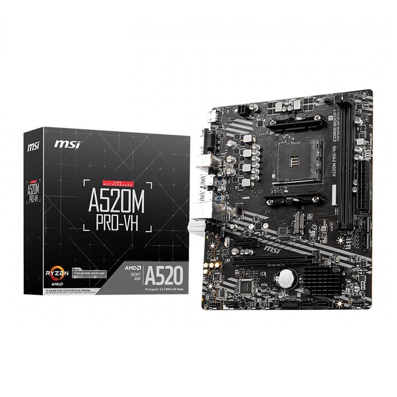Placa Mae MSI A520M PRO-VH, DDR4, Socket AM4, M-ATX, Chipset AMD A520, A520M PRO-VH