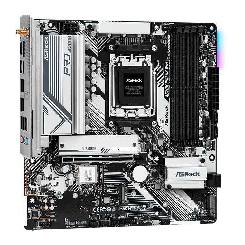 Placa Mae AsRock A620M PRO RS WiFi, DDR5, Socket AM5, M-ATX, Chipset AMD A620, A620M-PRO-RS-WIFI