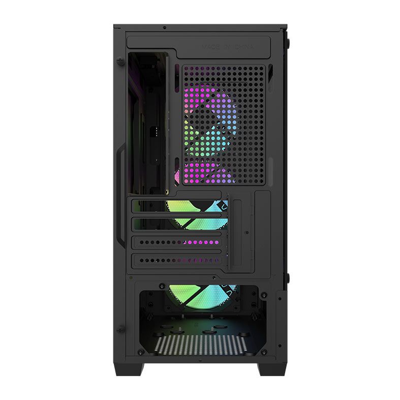 Gabinete Gamer Aigo Darkflash C195M Mesh, Rainbow, Mini-Tower, Lateral de Vidro, Com 3 Fans, Preto, AC-C195M-MESH-B-BR1