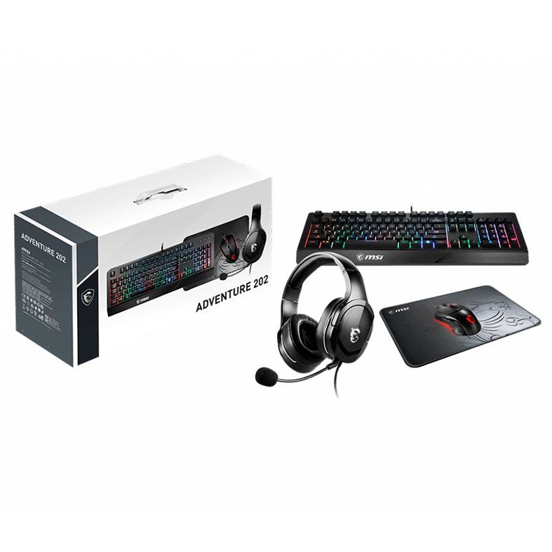 Combo Gamer MSI Adventure 202, Teclado GK20, Mouse GM08, Headset GH20, Mousepad GD21, ADVENTURE-202US
