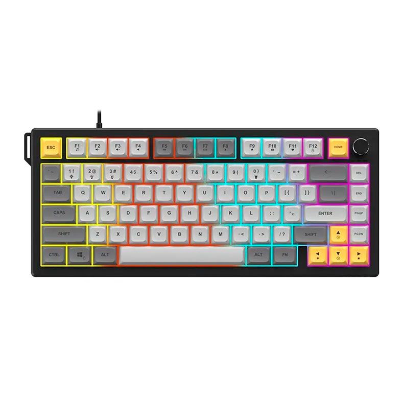 Teclado Membrana Ajazz AF82, RGB, Grey/Yellow, AF82-BGY