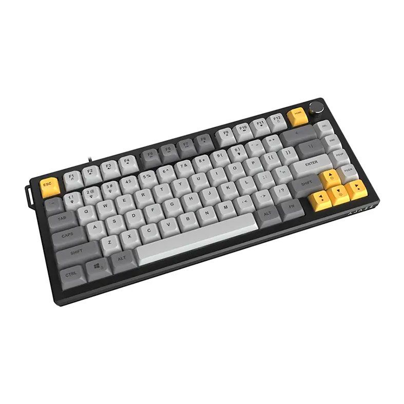 Teclado Membrana Ajazz AF82, RGB, Grey/Yellow, AF82-BGY
