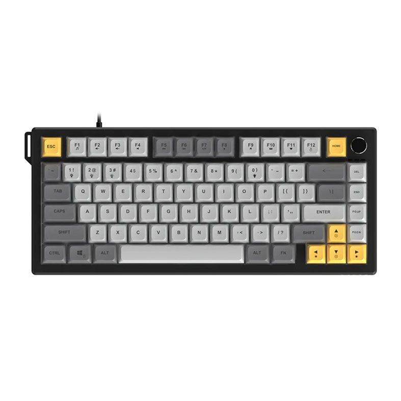 Teclado Membrana Ajazz AF82, RGB, Grey/Yellow, AF82-BGY