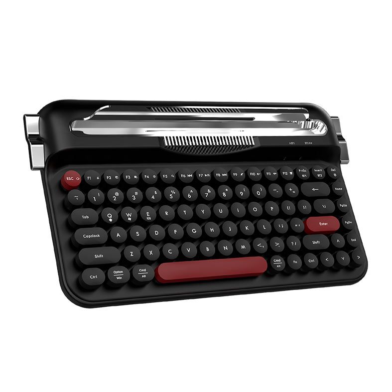 Teclado Ajazz AF84 Typewriter Office, Wireless, Preto e Vermelho, AF84-BLACK-RED