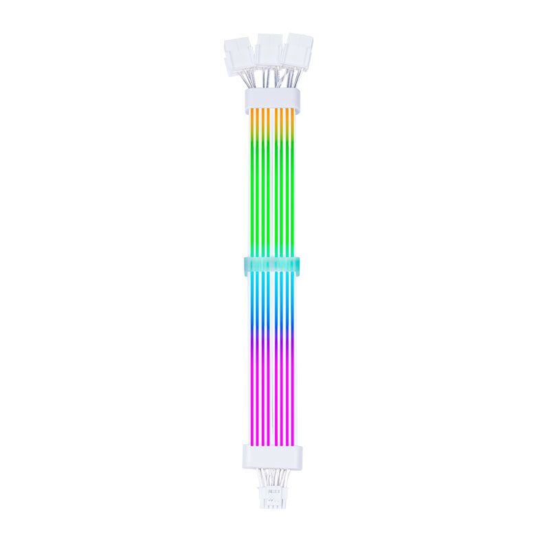 Cabo Extensor Sleeved Acegeek AC124, ARGB, 12+4 Pinos, 340mm, Branco, AG-AC124-WH