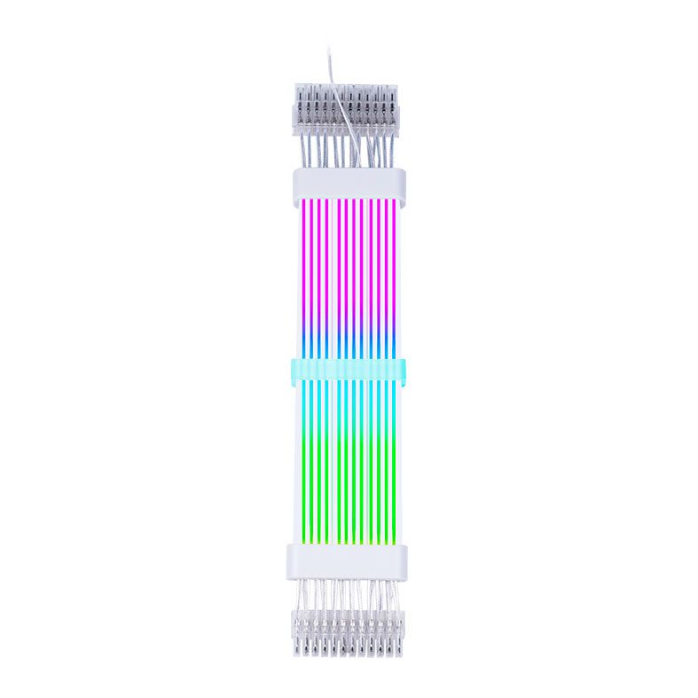 Cabo Extensor Sleeved 24P Acegeek AC24, ARGB, 265mm, Branco, AG-AC24-WH