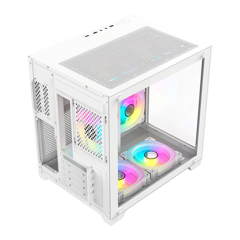 Gabinete Gamer Acegeek Aquarium M345, Mid-Tower, Lateral de Vidro, Branco, AG-AQUARIUM-M345-WH